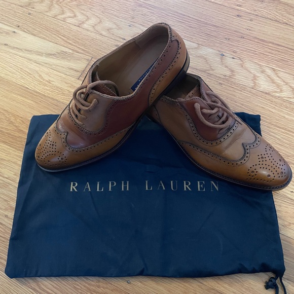 RALPH LAUREN Wingtip Oxford Loafer Shoes - Size 8.5 B - Made in Italy - Picture 3 of 14